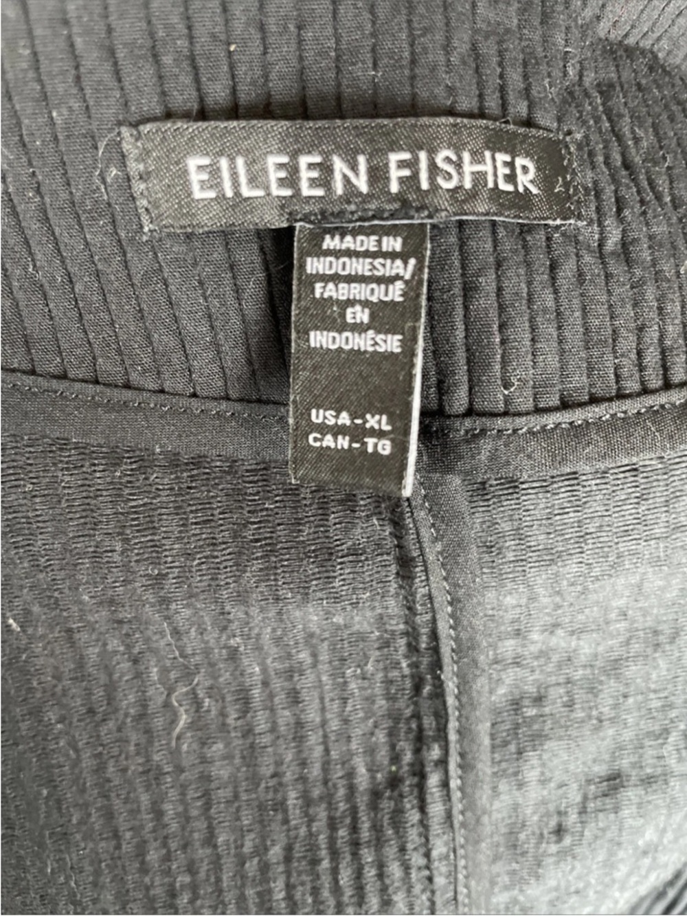Eileen Fisher V-Neck Organic Cotton Ottoman Jacket Black Size XL Lagenlook - Picture 5 of 7